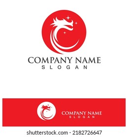 Plantilla de logotipo de diseño de ilustración de icono del vector Dragon