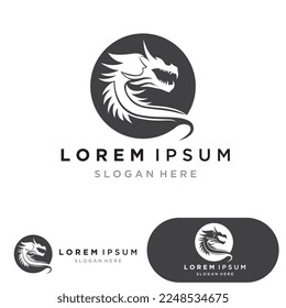 Plantilla de logotipo de diseño de ilustración de icono del vector Dragon