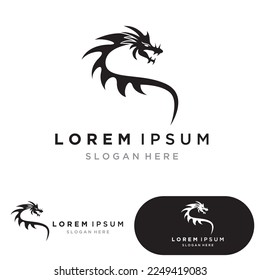 Plantilla de logotipo de diseño de ilustración de icono del vector Dragon