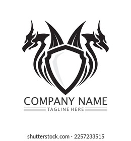 Dragon vector icon illustration design logo template
