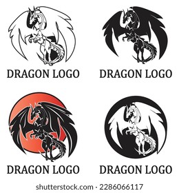 Dragon vector icon illustration design logo template