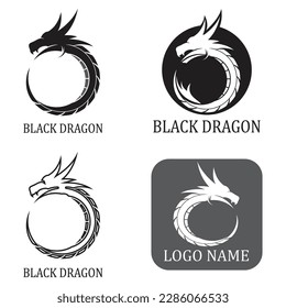 Dragon vector icon illustration design logo template