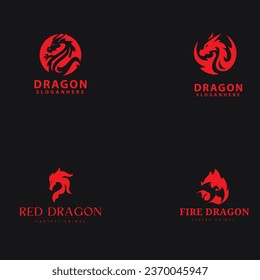 Dragon vector icon illustration design logo template.