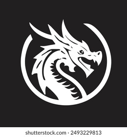 Dragon vector icon illustration design logo template white