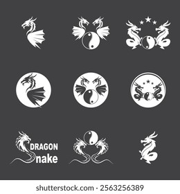 Dragon vector icon illustration design logo template