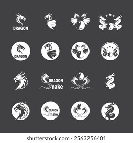 Dragon vector icon illustration design logo template