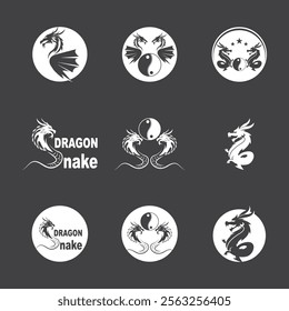 Dragon vector icon illustration design logo template