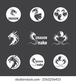 Dragon vector icon illustration design logo template