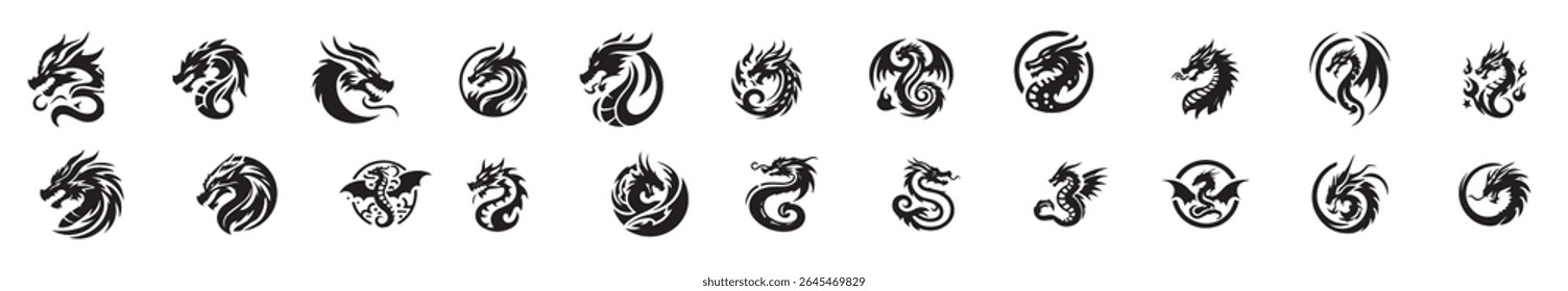 Um modelo de logotipo de design de ilustração de ícone de vetor de Dragão