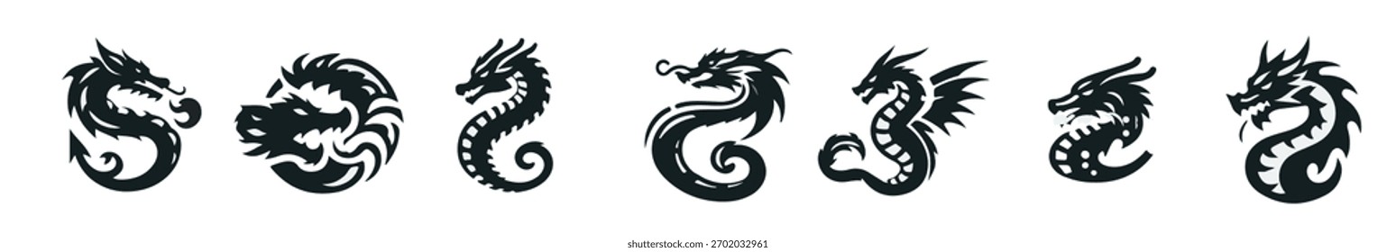 Plantilla de logotipo de diseño de ilustración de icono de Vector de dragón