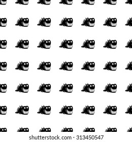 Dragon vector icon seamless pattern, tiling ornament on white.
