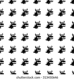Dragon vector icon seamless pattern, tiling ornament on white.