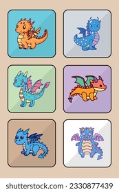 Dragon vector icon set art