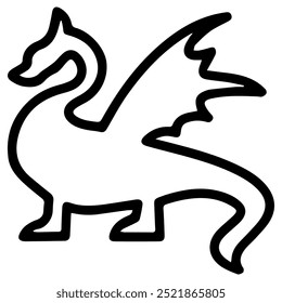 Dragon Vector Icon. Dragon Silhouette. Dragon Zodiac.