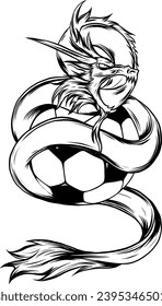 dragon vector illustration in Black and white