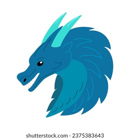 Dragon vector illustration. Blue dragon icon. Cartoon modern style vector illustration.