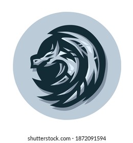 Drache, Vektorgrafik eines coolen Drachen in einfarbiger Farbe.  Dragon Maskottlogo Design eSports