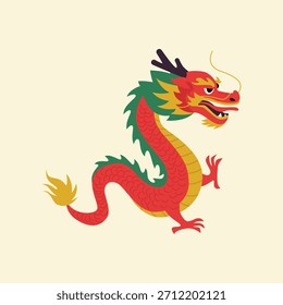 Concepto de diseño de Ilustración vectorial de dragón estilo plano