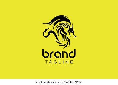 dragon vector illustration design with a yellow background