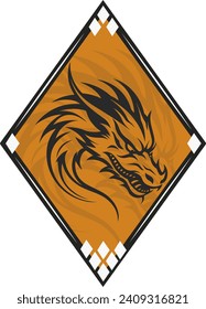 Dragon vector illustration, emblem, card, logo, sticker