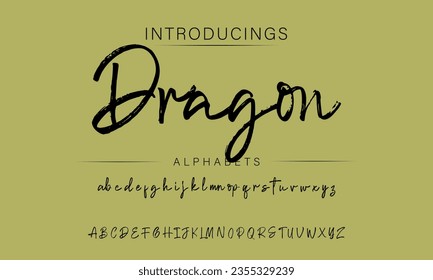 Dragon Vector Illustration Grunge Horror Typographie. Hand Made Brush Font.