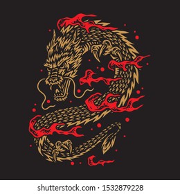 Dragon Vector Illustration Japanese Style