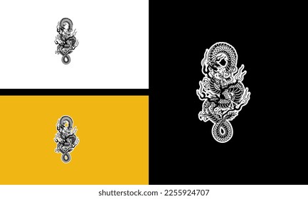 dragon vector illustration outline design