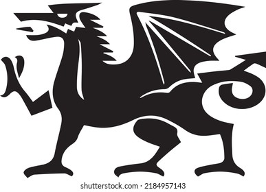 dragon , vector illustration. Vector resizable dragon, family crest object, leather and dragon illustration ideal for logo.