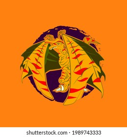 dragon vector illustration for sign, symbol, background