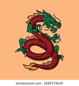 Dragon vector illustration simple modern flat design
