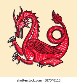 Dragon. Vector illustration. Totem animal. Red Dragon. Dragon china zodiac symbols. 