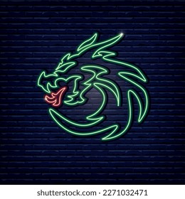 Dragon vector image, neon, signboard, icon, logo.
