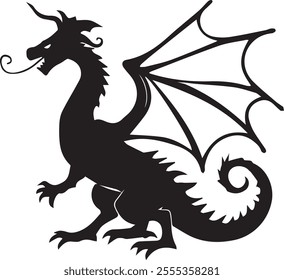 A dragon vector image showcases a fierce and mythical creature with an intricate, stylized design.