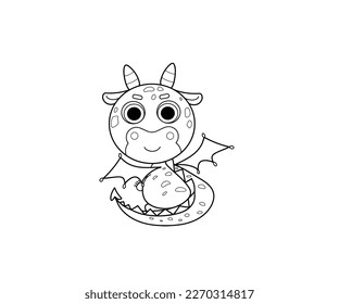 Dragon vector isolated outline icon. Dragon animal vector icon. Dragon icon 