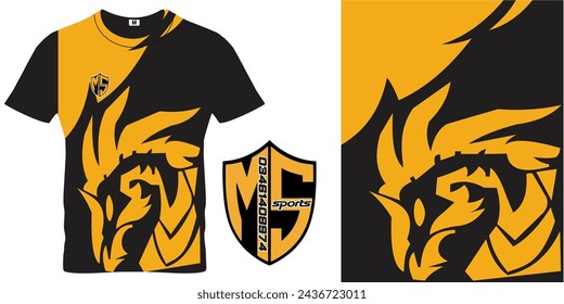 Dragon vector jersey yellow and black design sublimation t shirt design