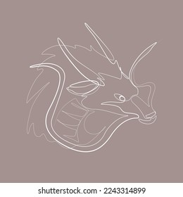 The dragon vector line art illustration. One line art character, simple hand drawn asian elements. Chinese new year 2024 year of the dragon. Simple hand drawn elements. Vector illustration