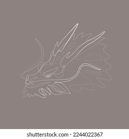 The dragon vector line art illustration. One line art character, simple hand drawn asian elements. Chinese new year 2024 year of the dragon. Simple hand drawn elements. Vector illustration