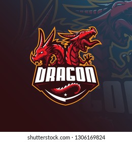 dragon vector mascot logo design with modern illustration concept style for badge, emblem and tshirt printing. angry dragon illustration for sport and esport team.