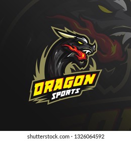 dragon vector mascot logo design with modern illustration concept style for badge, emblem and tshirt printing. angry dragon illustration for sport and esport team.