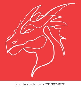 Dragon vector one line drawing illustration isolated. japanese dragon. Tattoo sign. symbol of chinese new year. animal.  reptilian legendary creature.  mythological animal. logo design. 