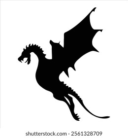 Dragon vector silhouette on a white background.