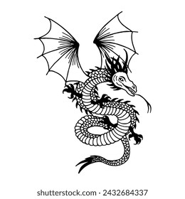 The Dragon. Vector stock illustration eps10. Isolate on white background, outline, hand drawing.