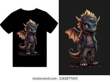 Diseño de camisetas Vectoras Dragon y archivo de ilustración de dragón bebé