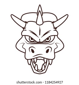 Dragon videogame cartoon in black and white