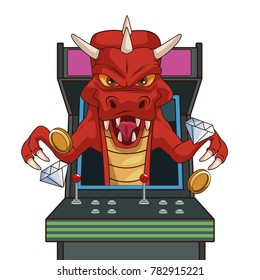 Dragon videogame character cartoon on arcade