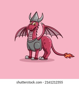 Dragon Viking Mascot Cartoon Logo Cute And Cool