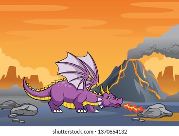 dragon in the volcanic mountain