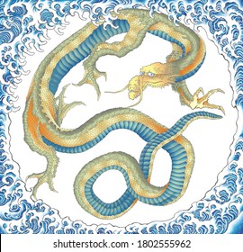 Dragon in the wave frame