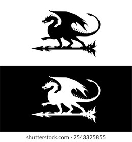 Dragon weather vane silhouette. Vector image
