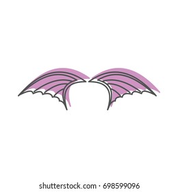 Dragon wings doodle icon vector illustration for design and web isolated on white background. Wings vector object for labels, logos and advertising